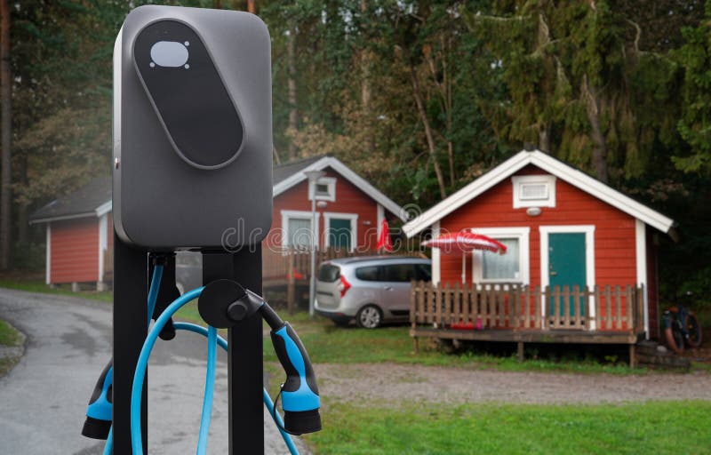Closeup of a Charging Station for Electric Car Stock Image Image of