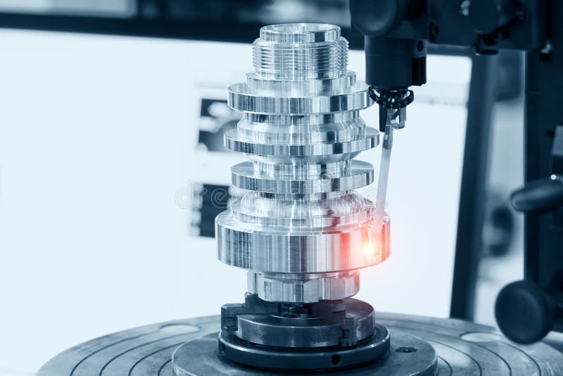 Close-up check measurement of detail by detecting head sensor stock photo