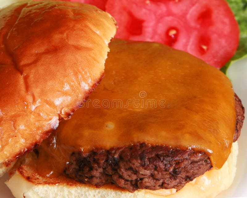 Close up of a cheeseburger