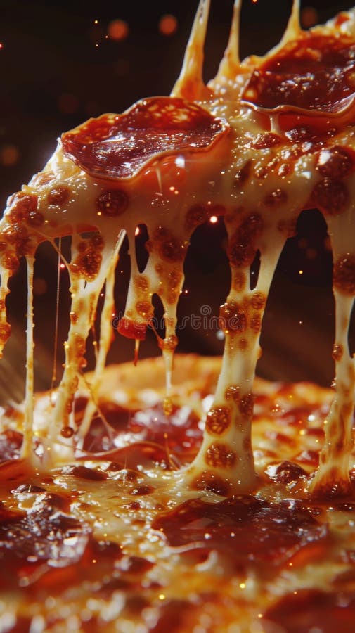 Close-up of cheesy pepperoni pizza slice being pulled stock photos