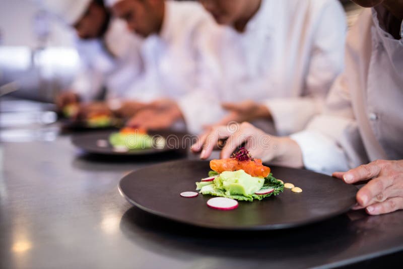 Closeup of Chef Decorating Food Plate Stock Image Image of focus