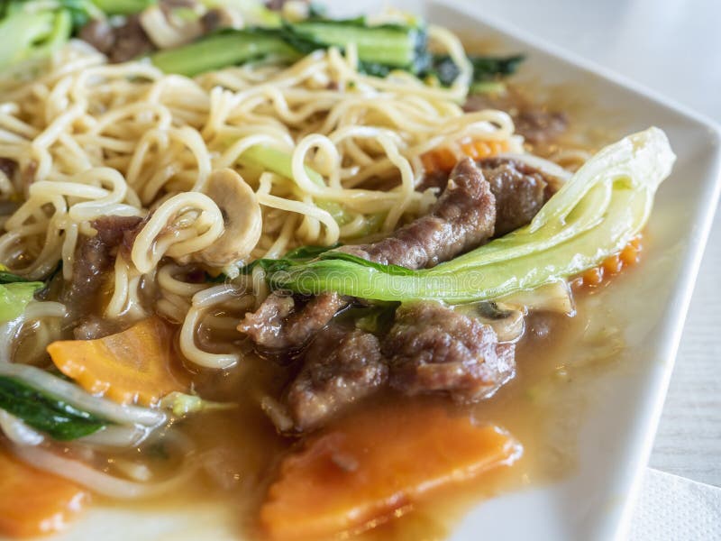 Close-up of Chinese Stir-fry Beef in a Soy Sauce Based Smooth Gravy
