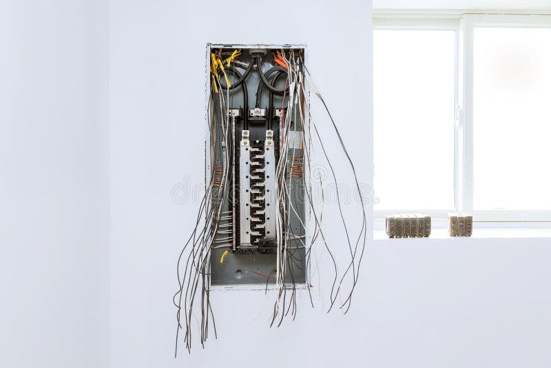 Electric Panel System the Circuit Breakers in Control Box Stock Image