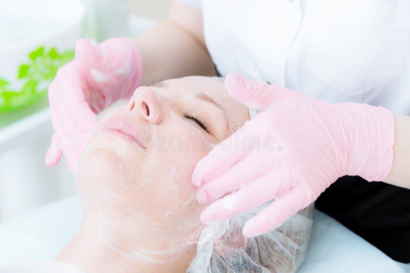 A Close Up Of The Cleaning Procedure In The Office Of Cosmetology