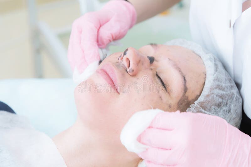 A Close Up Of The Cleaning Procedure In The Office Of Cosmetology The