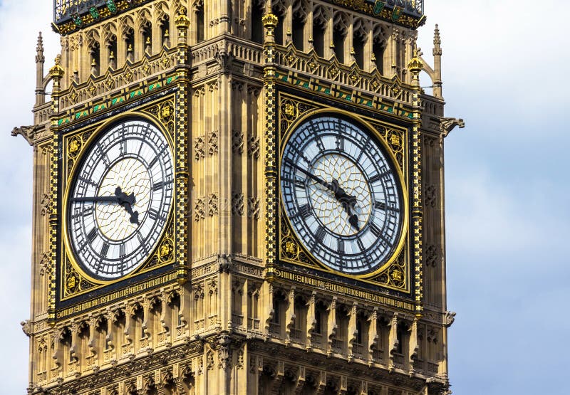 Closeup of the Clock Face of Big Ben, London Stock Image Image of