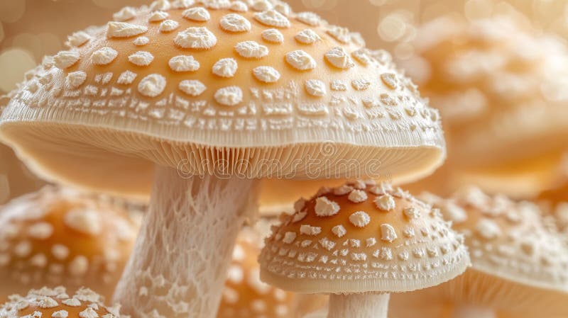 Close-up of cluster mushrooms stock photography