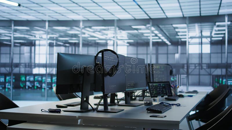 Close up of coding software on tablet in server room royalty free stock image