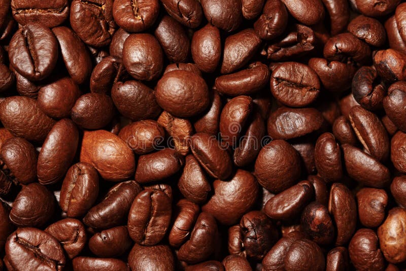Close up of coffee beans texture background, selective focus