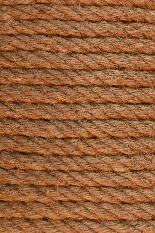 Closeup of Coiled Rope. Scum of the Rope Wrapped in Rows. Texture of