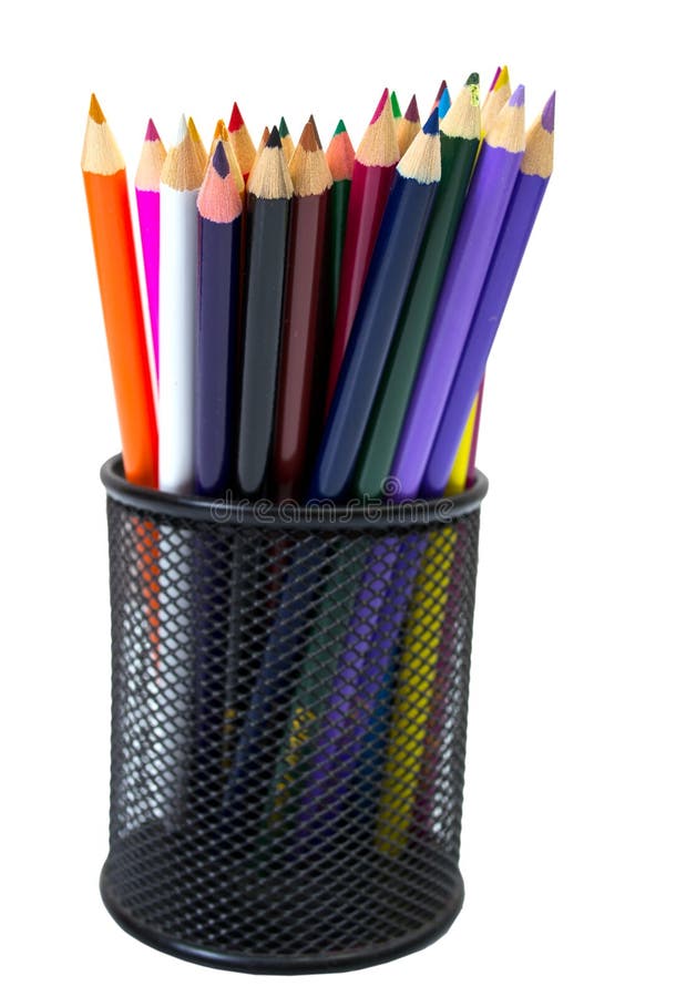 Closeup of Colored Pencils in Pencil Box Stock Image Image of basket