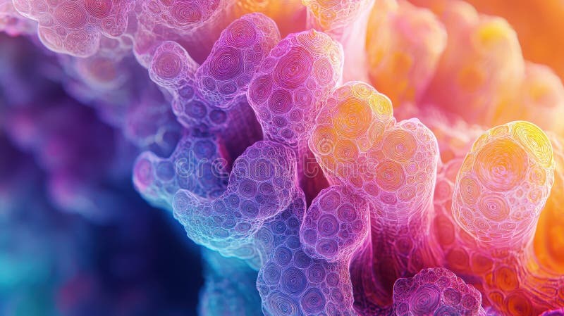 Close up of colorful abstract fractal design with intricate patterns and shapes in vivid colors vector illustration