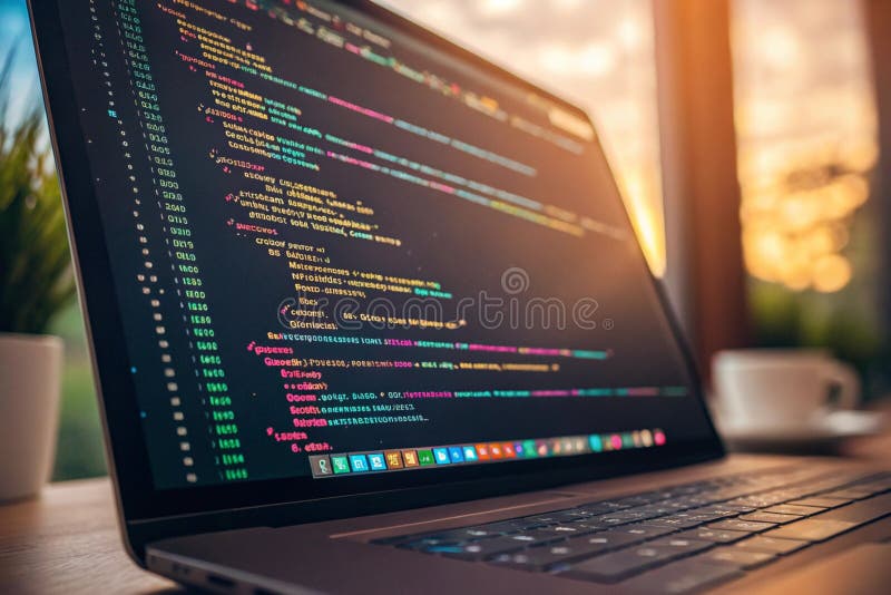 Close-up of colorful code lines on a screen for programming and technology themes - generated by ai vector illustration