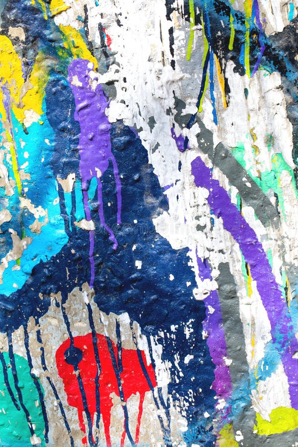 Close Up of Colorful Messy Painted Urban Wall Texture Stock Image ...