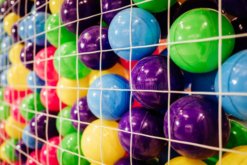 Close Up Colorful Plastic Balls in a Cage Stock Photo Image of ball