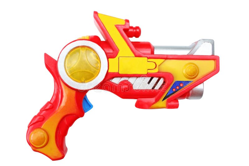 Colorful plastic pistol isolated on white background royalty free stock images