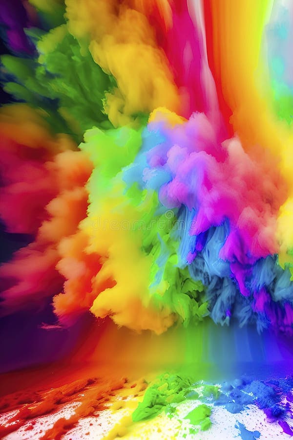 Colorful Powder Paint Explosion and Splashes for Background Stock