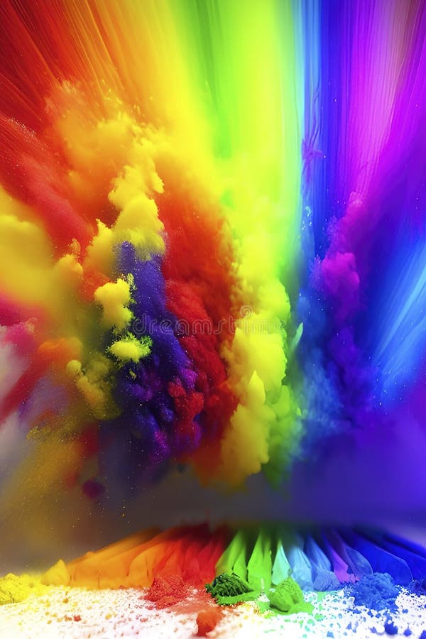 Colorful Powder Paint Explosion and Splashes for Background Stock