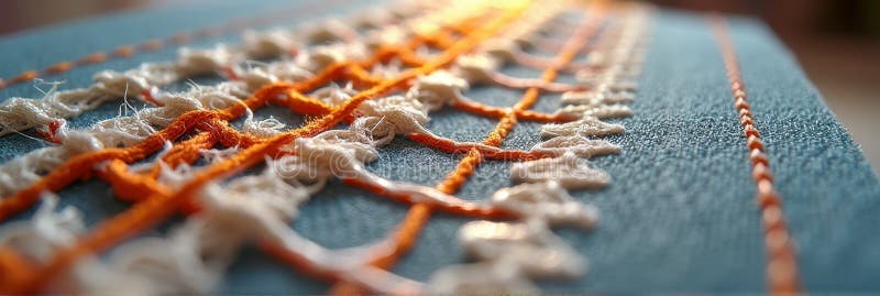 Close-up of colorful textured fabric with intricate embroidery vector illustration