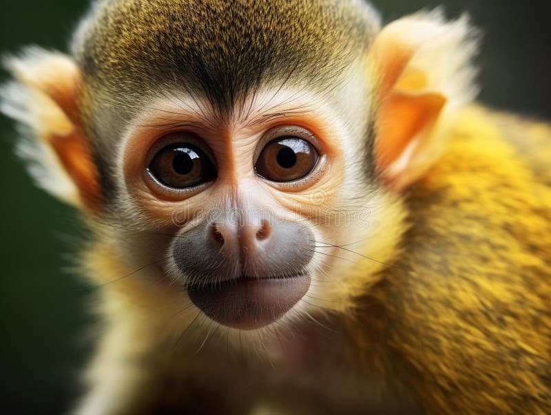 Illustration Wildlife Concept of Close-up of a Common Squirrel Monkey royalty free illustration.