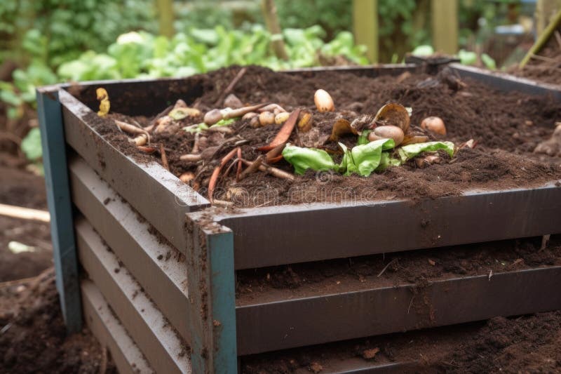 Close Up Of Composting Bin With Rich And Nutrient Rich Soil Visible Close Up Of Composting Bin With Rich And Nutrient Rich Soil Visible