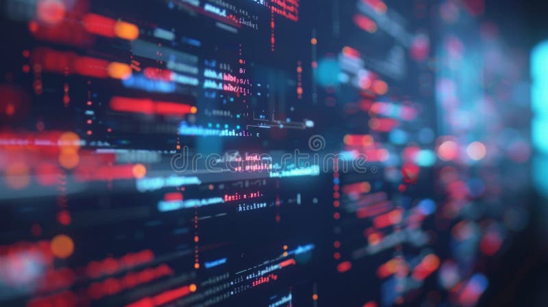 Computer Screen Shows Complex Network Data Code Stock Photos - Free ...