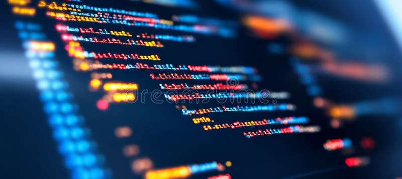 Close Up Of A Computer Screen Displaying Programming Code, Javascript, Css, And Html. vector illustration