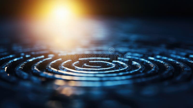Close-up of concentric ripples in water with a soft glowing background, evoking calmness and serenity stock illustration