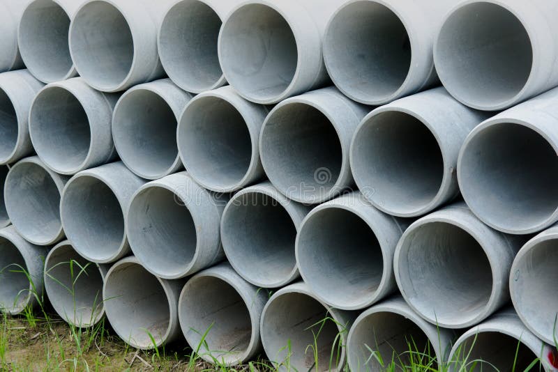 Close Up Concrete, Cement Pipes Stacking, Pattern Background. Concrete