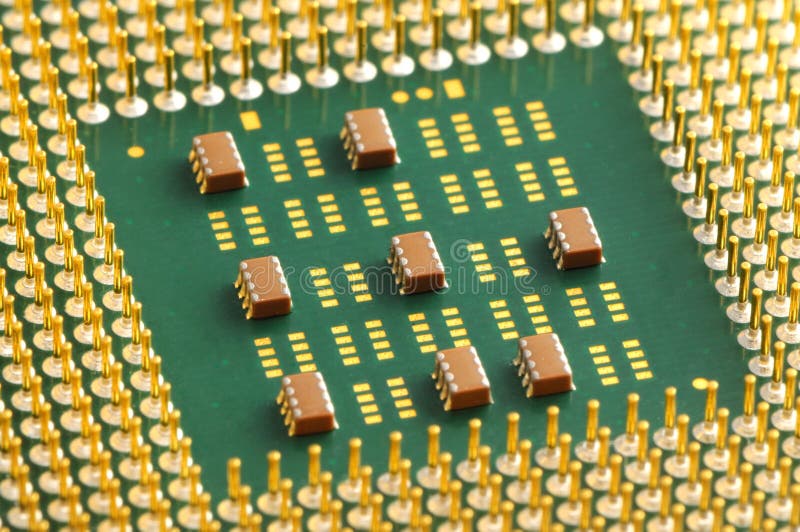 Closeup Contacts on the Chip Under CPU Stock Image Image of contacts