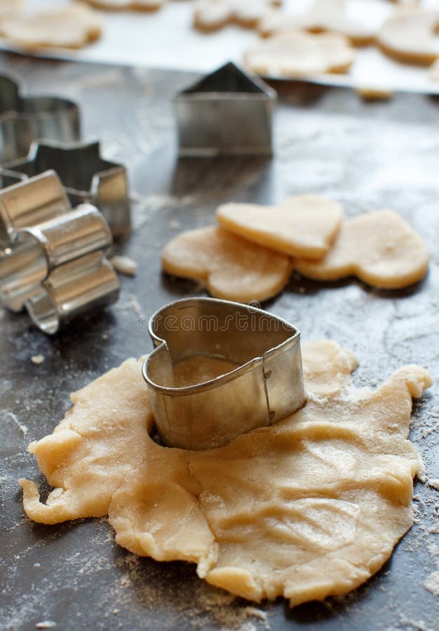 Close Up of Cookie Cutters in a Dough Stock Photo Image of closeup