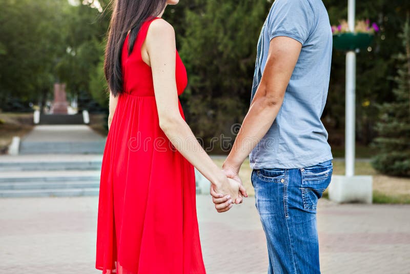 Close Up Of Couple Holding Hands Stock Image Image Of Park Female 57343063