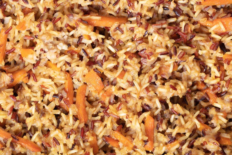 Close up cozinhado da textura do arroz