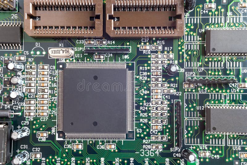 Close-up on a CPU Microchip on a Scheme Stock Photo - Image of ...