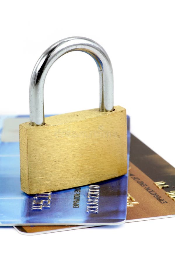 Close Up of Credit Card and Lock Stock Image Image of debit, banking