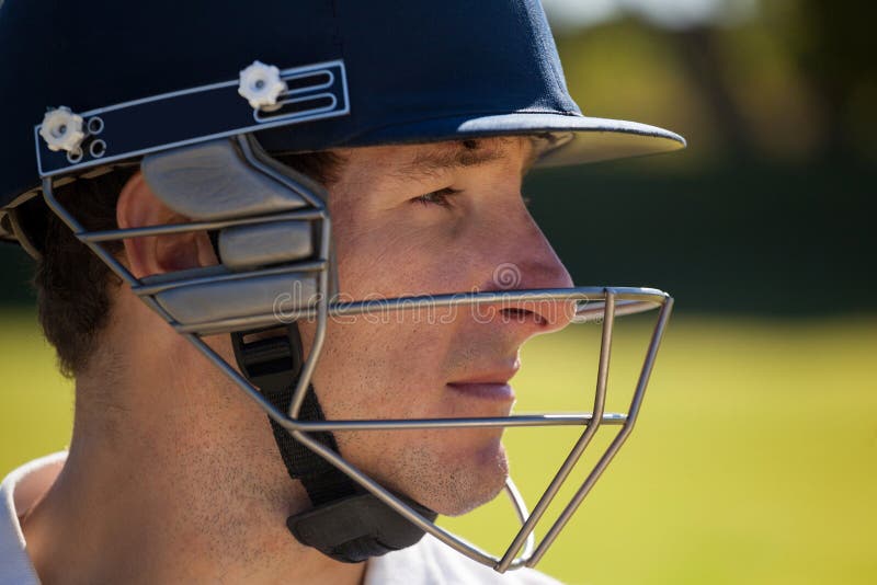 Close Up of Cricketer Wearing Helmet Stock Photo Image of caucasian