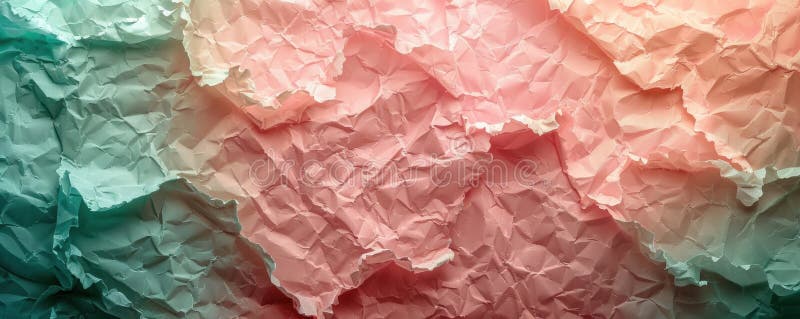 Close-up of crumpled blue, pink, and white wrapping paper with soft textured look royalty free stock photo