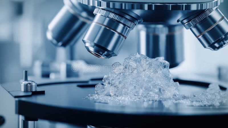 Close-up of cryogenic electron microscope. Advanced tech examines biological samples at atomic level. High-quality image shows vector illustration