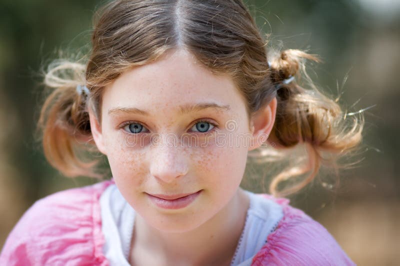 Close Up Of A Cute Girl With Pigtails Royalty Free Stock