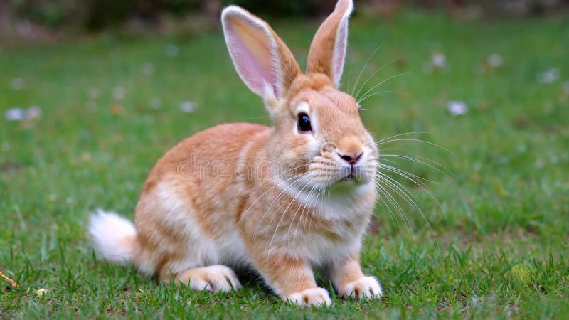 Close up of cute rabbit on the grass, Generative AI vector illustration