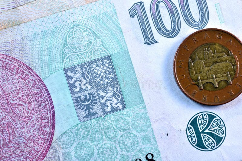 Close Up Czech Koruna Currency, Czech Republic Stock Image Image of
