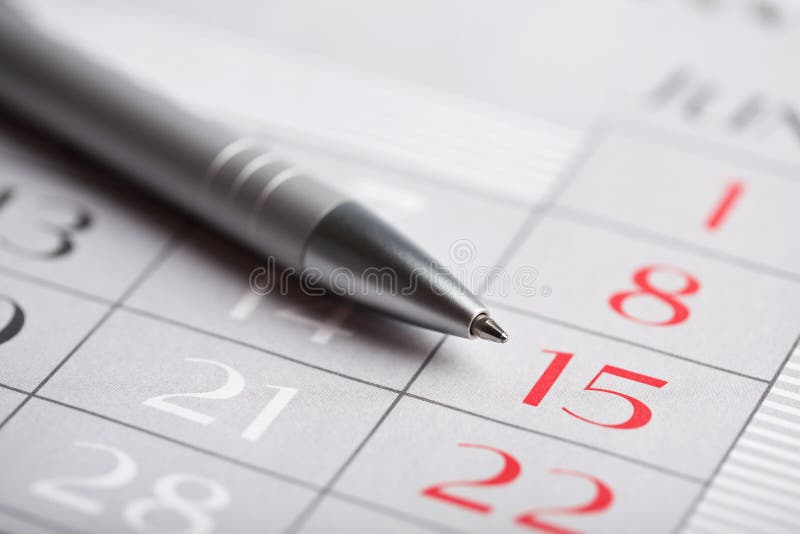 Close-up de uma página de calendário imagens de stock