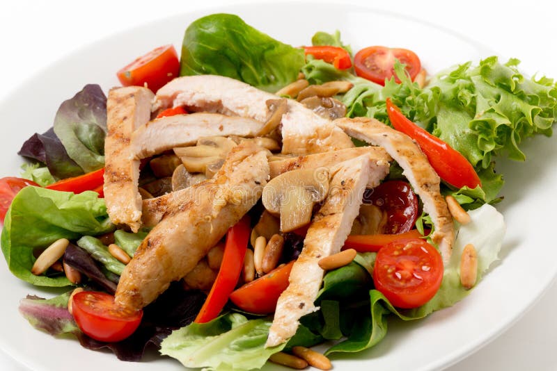 Close up da salada da galinha e do cogumelo foto de stock royalty free Close up da salada da galinha e do cogumelo foto de stock royalty free