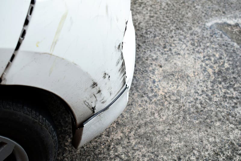 Damaged Scratching on the Front of the White Car Stock Image Image of