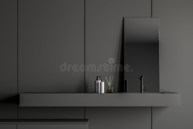 Close Up of Dark Gray Bathroom Sink Stock Illustration Illustration