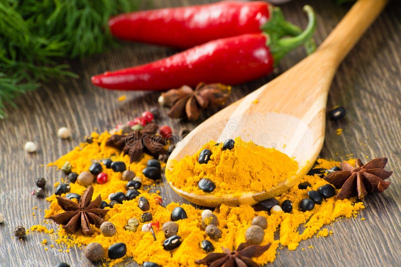 Close-up de especiarias asiáticas imagem de stock