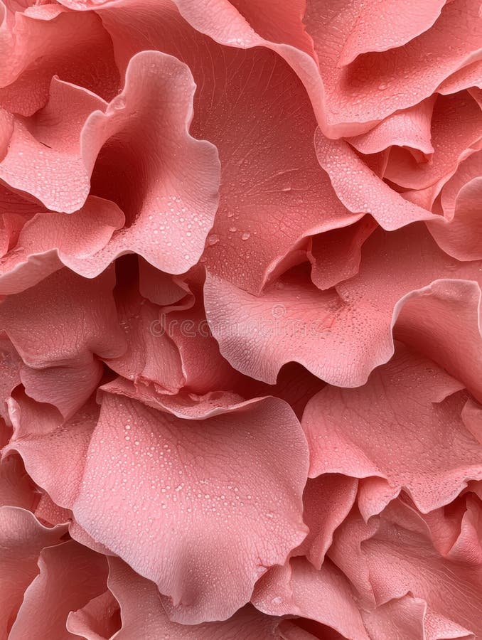 Close-up of delicate pink rose petals covered in water droplets. vector illustration