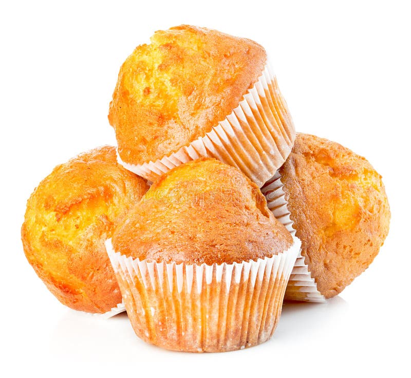 Close-up delicioso dos queques isolado no fundo branco fotos de stock royalty free