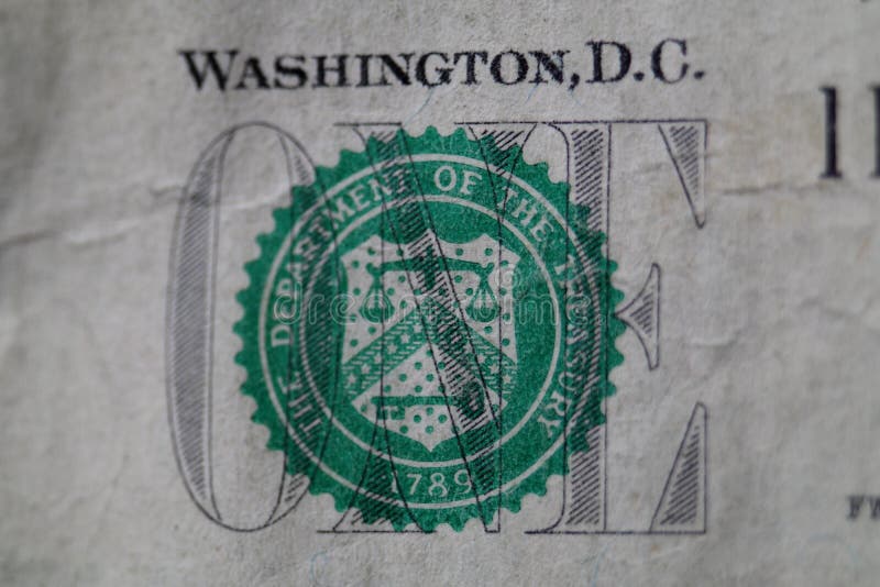 Close-up Detail from United States One Dollar Bill Showing the ...