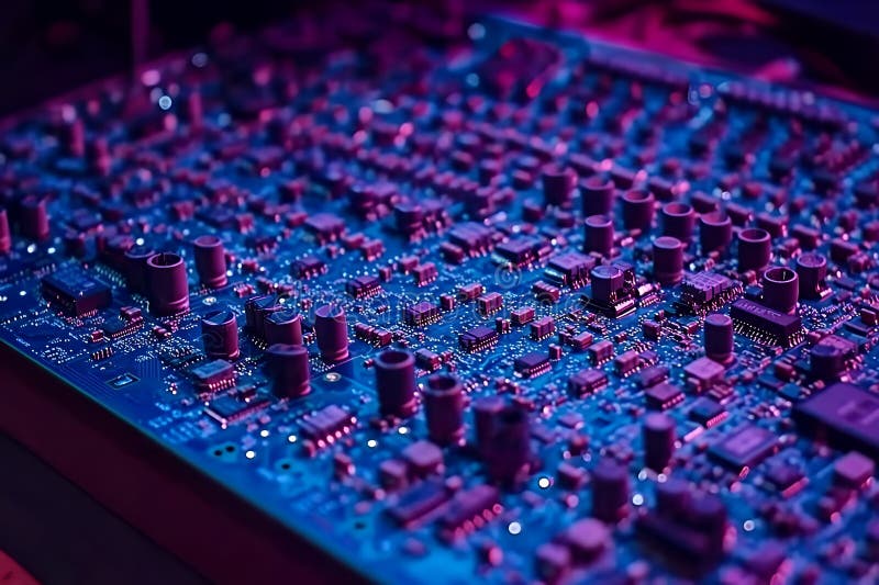 Close up Detailed View of Circuit Board Technology Electronic Components Motherboard vector illustration